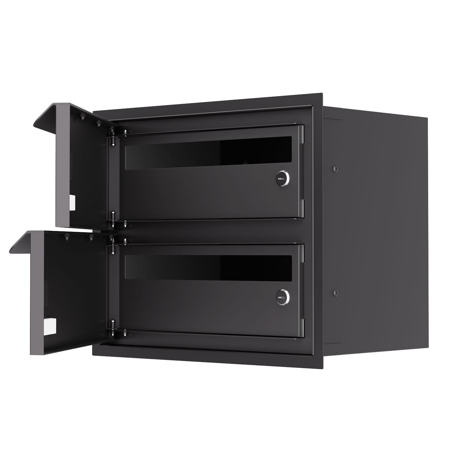 Built-in mailbox EINDHOVEN for 2 for multi-unit properties in profile view with open doors