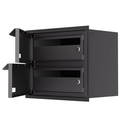 Built-in mailbox EINDHOVEN for 2 for multi-unit properties in profile view with open doors