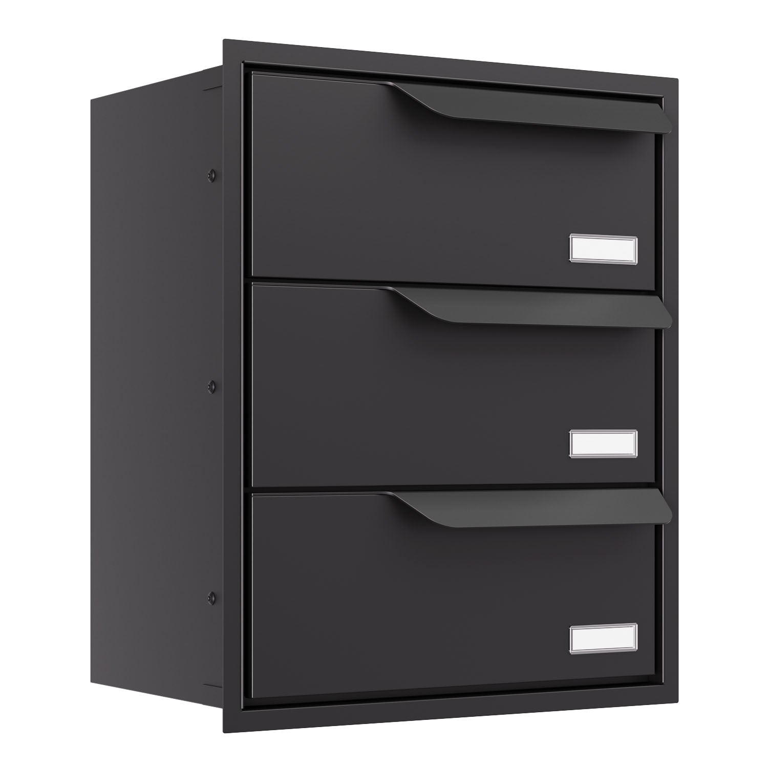 Built-in mailbox EINDHOVEN by Bravios for 3 units in profile view