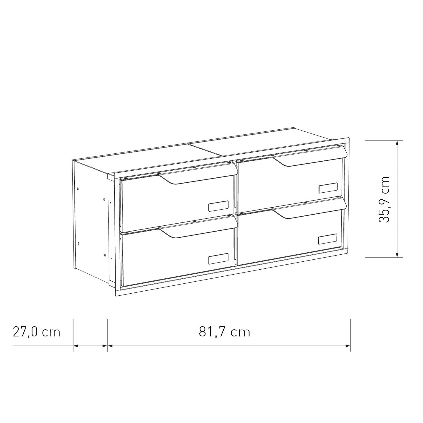 Built-in mailbox EINDHOVEN by Bravios dimensions for 4 unit model