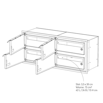 Built-in mailbox EINDHOVEN by Bravios dimensions for 4 units 