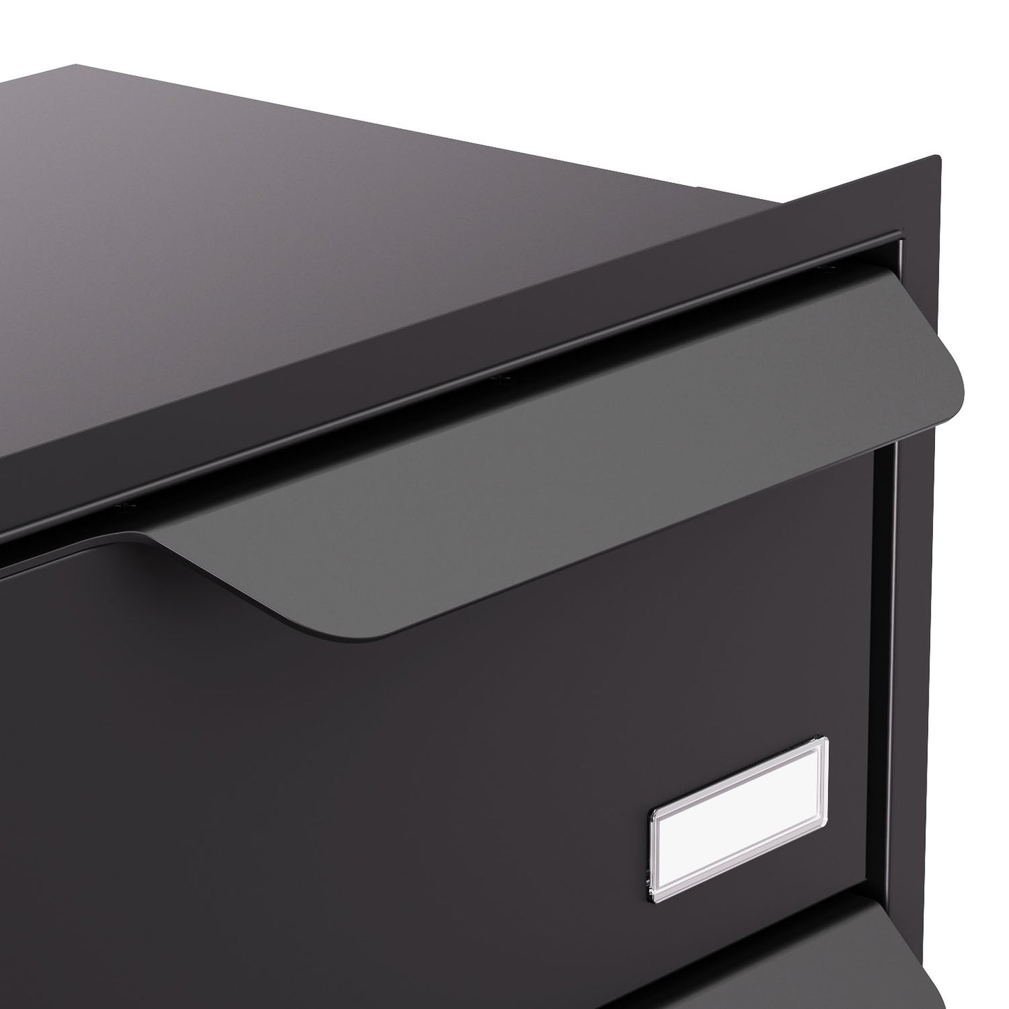 Built-in mailbox EINDHOVEN for 4 showing sleek design and secure slot, perfect for multi-unit properties in black.