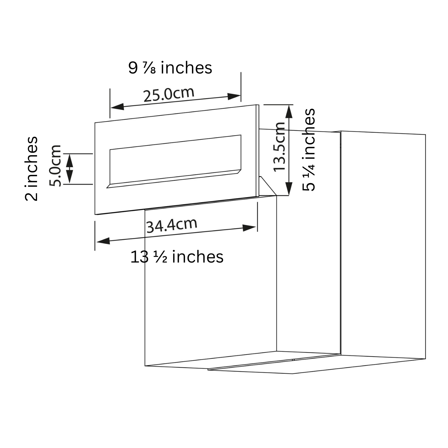 Dimensions of Built-In Mailbox - Custom Mailbox Insert - SUPER NOVA by Bravios, showing height and width measurements.