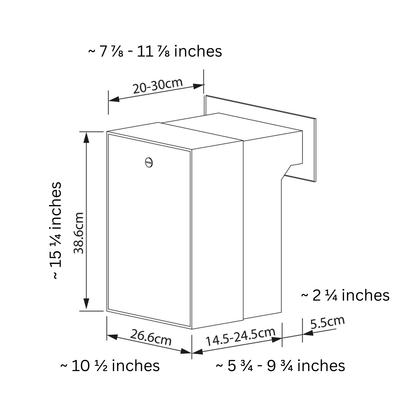 Dimensions of the Built-In Mailbox - Custom Mailbox Insert - SUPER NOVA by Bravios, showcasing its stylish design and measurements.