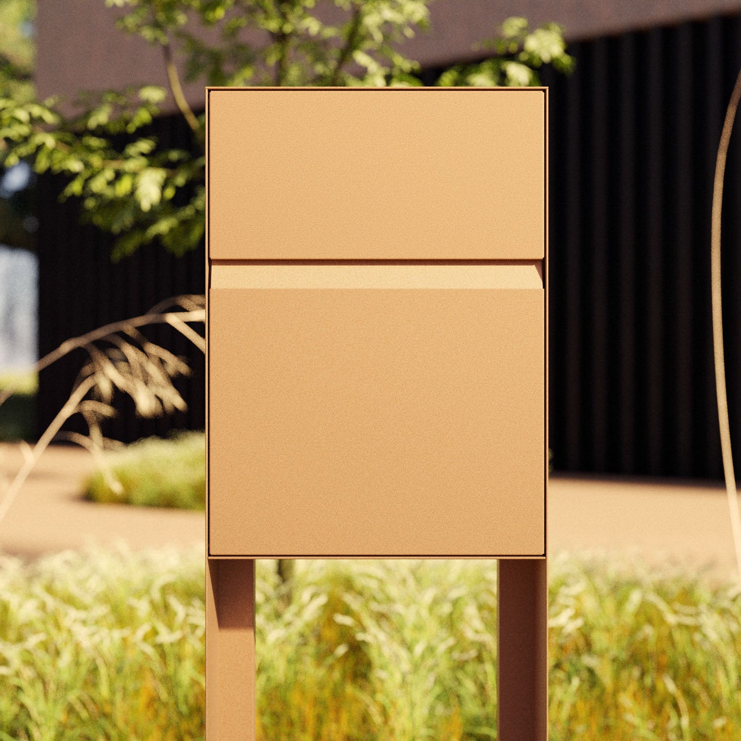 Standalone mailbox - STAND LEON by Bravios in elegant brown, suitable for modern and traditional homes.
