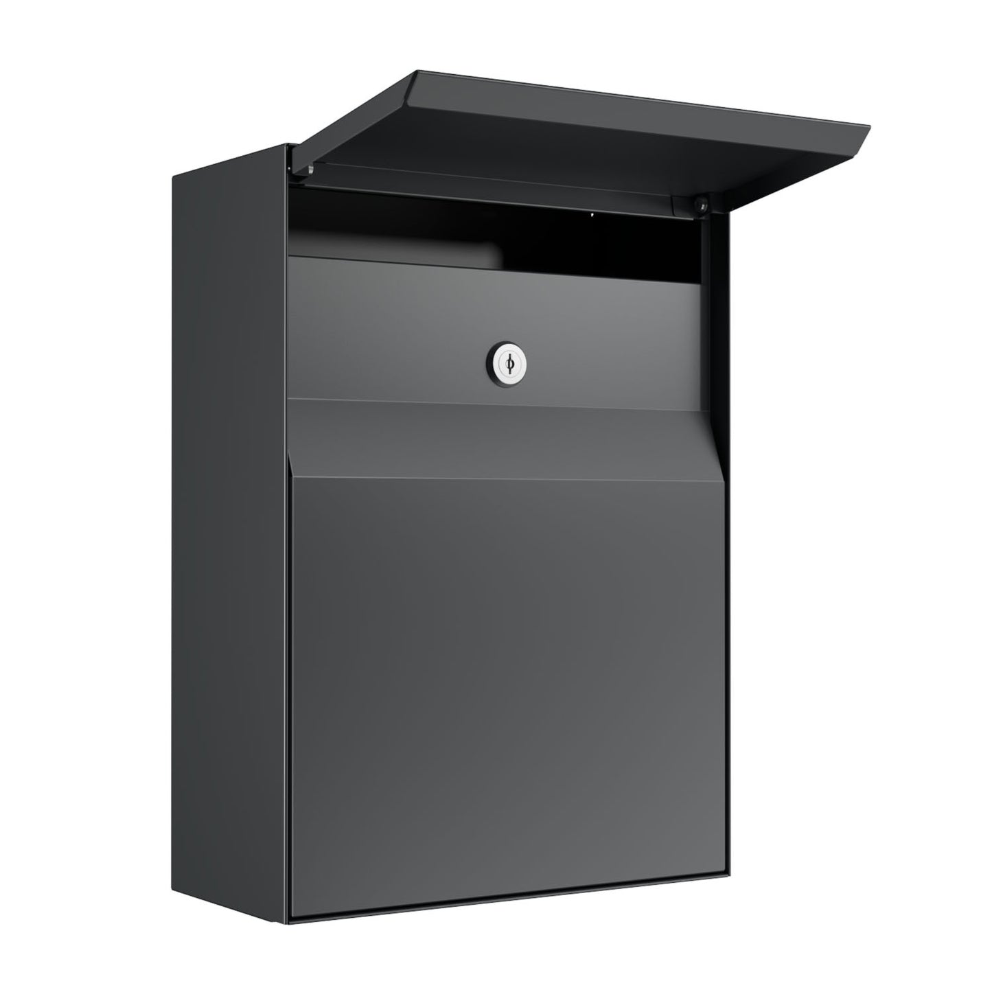 Wall-mounted mailbox - LEON by Bravios in Anthracite with modern design and secure key lock.