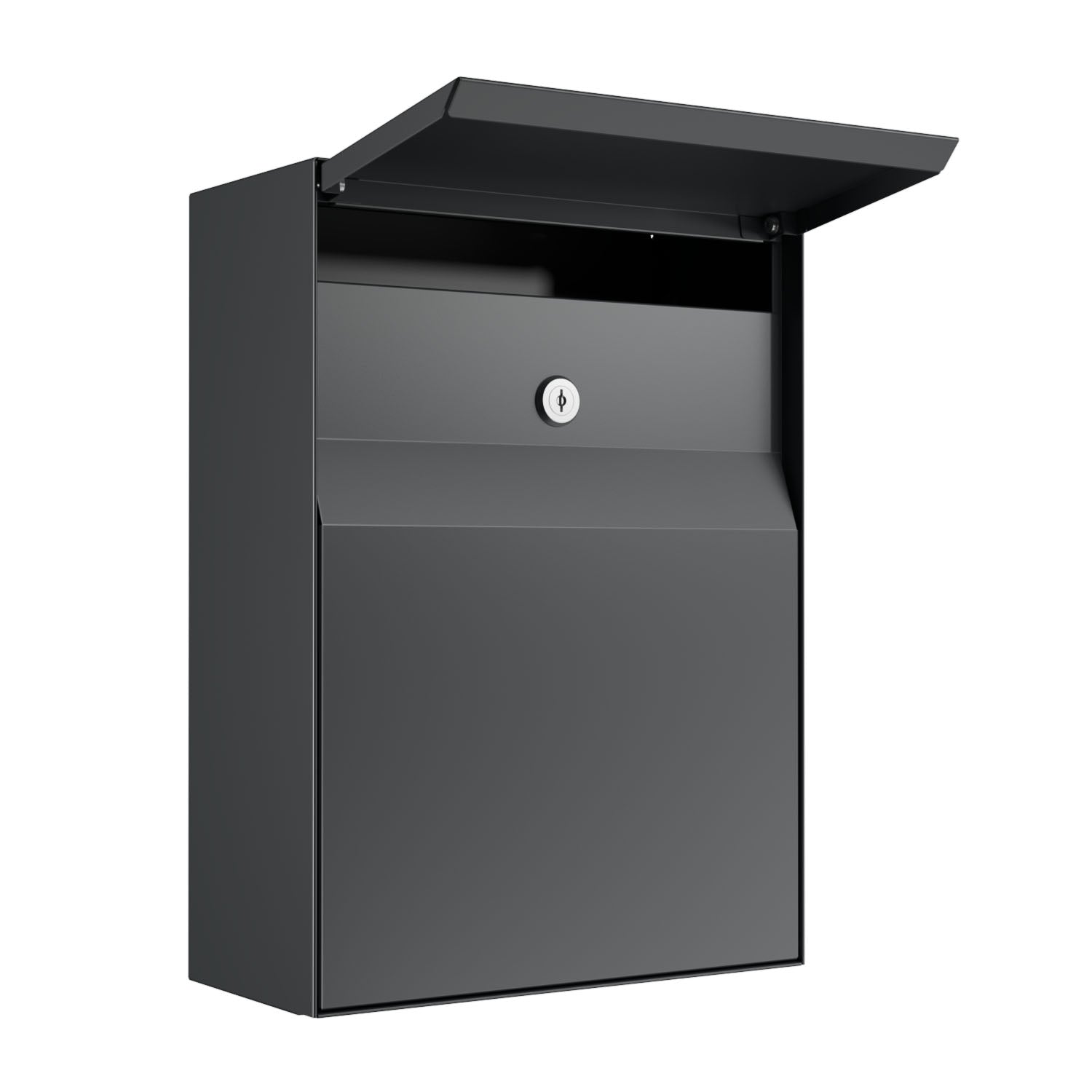 Wall-mounted mailbox - LEON by Bravios in Anthracite with modern design and secure key lock.