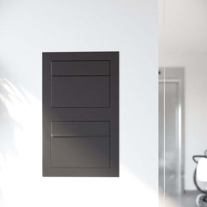 SORA 2 - Contemporary built-in multi-unit mailbox in anthracite, black and stainless steel