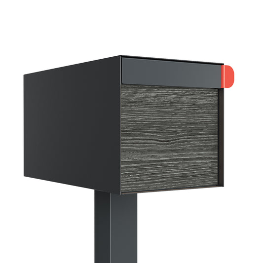 Town Square by Bravios - Large Capacity Mailbox with Post - Anthracite with Jazz Panel