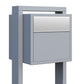 SOPRANO by Bravios - Modern post-mounted gray mailbox with stainless steel flap
