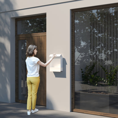 MANHATTAN by Bravios - Wall-mounted stainless steel mailbox with translucent white front panel
