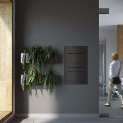 SORA 2 - Contemporary built-in multi-unit mailbox in anthracite, black and stainless steel