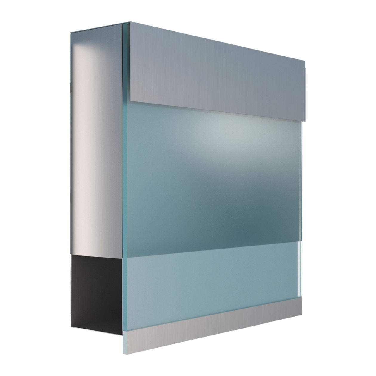 MANHATTAN by Bravios - Wall-mounted stainless steel mailbox with translucent blue front panel