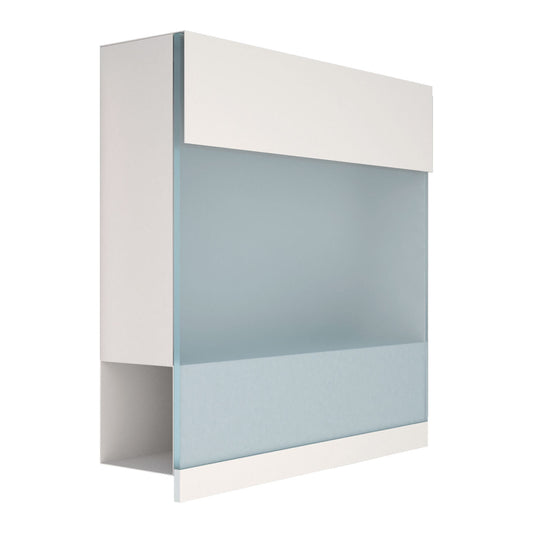 MANHATTAN by Bravios - Wall-mounted white mailbox with translucent blue front panel