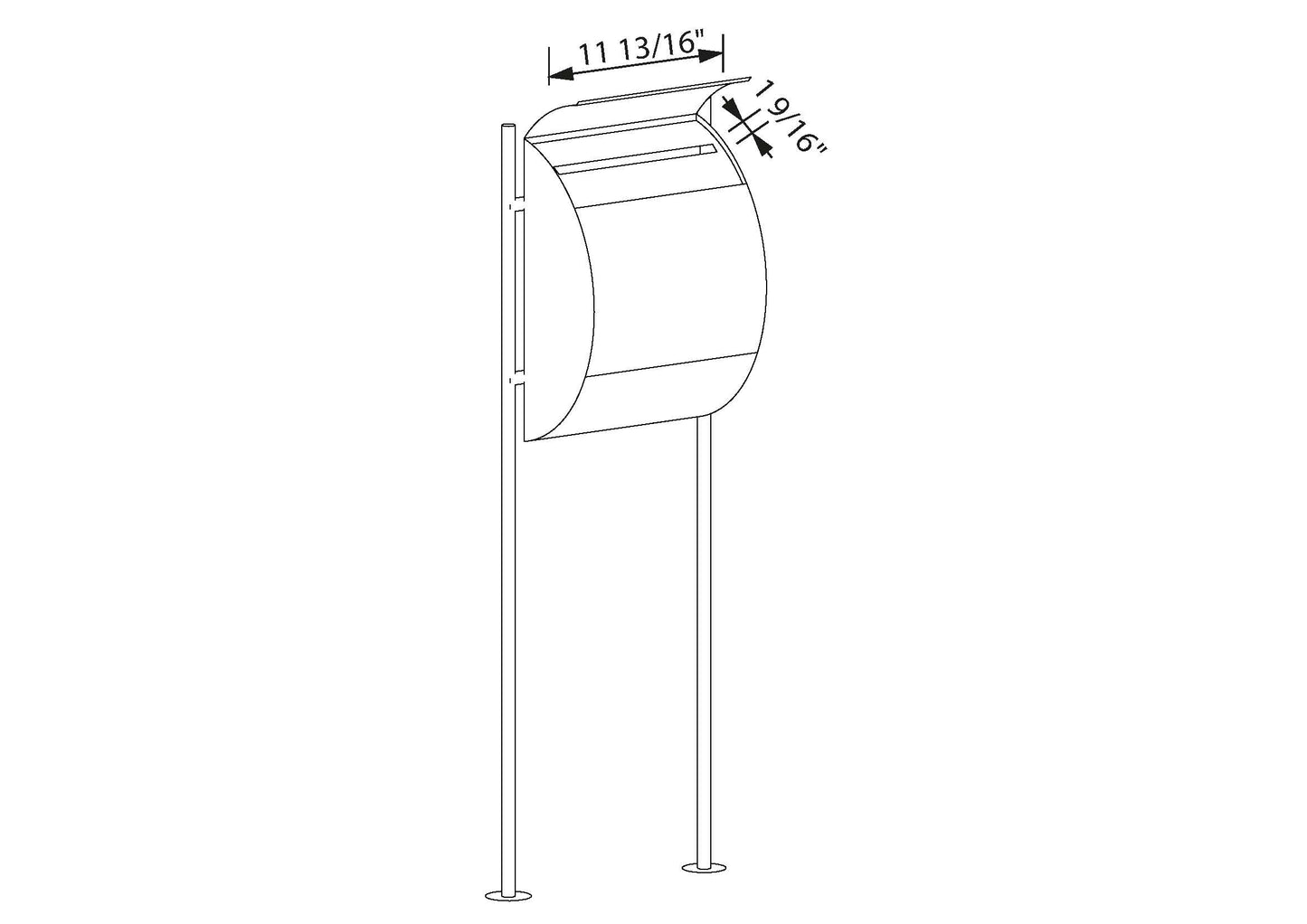 STAND JUMBO by Bravios - Modern post-mounted white mailbox
