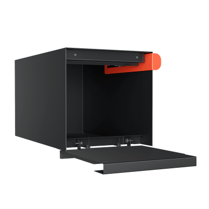 Town Square by Bravios - Large Capacity Mailbox with Post - Black with Voyager Wood Panel