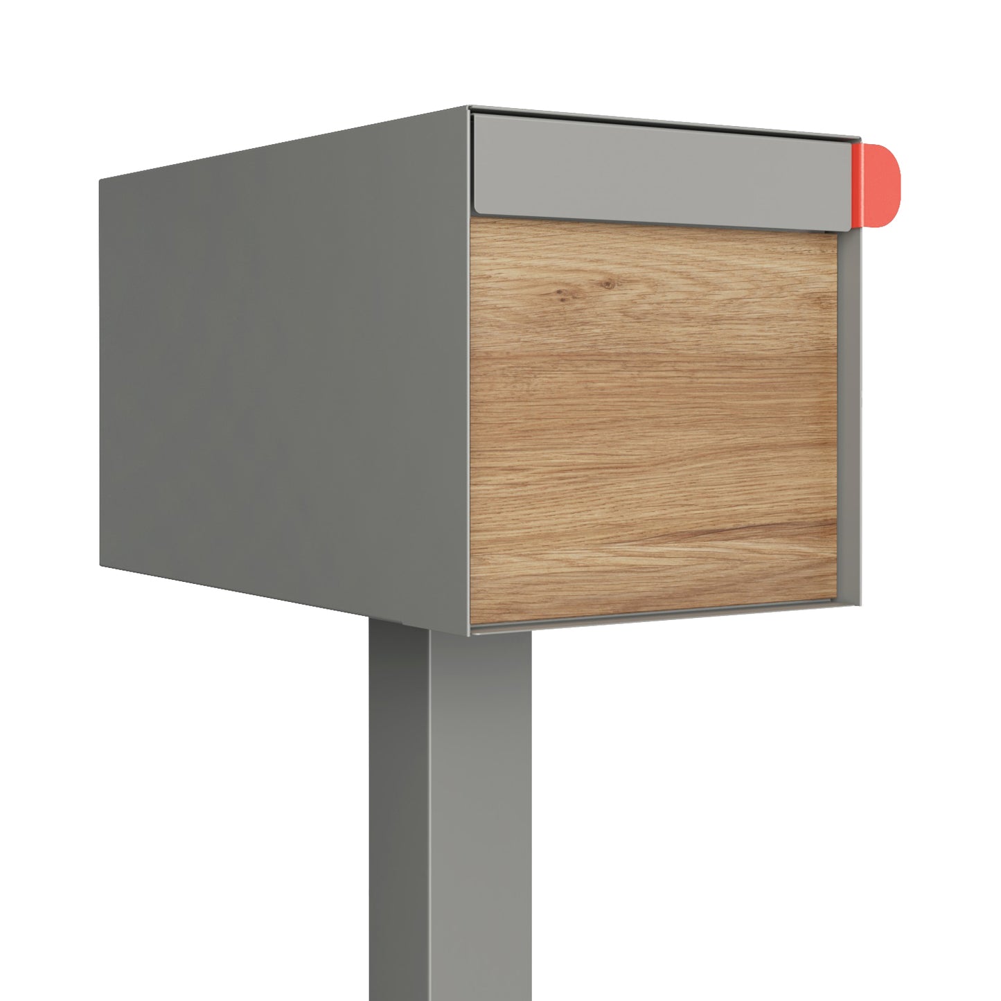 Town Square by Bravios - Large Capacity Mailbox with Post - Gray with Voyager Wood Panel