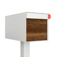 Town Square by Bravios - Large Capacity Mailbox with Post - White with Barrique Oak Wood Panel