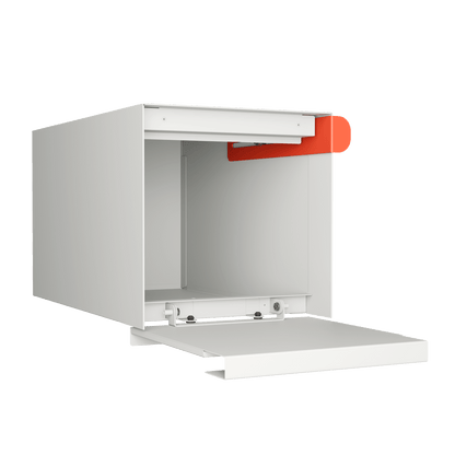 Town Square Mailbox by Bravios - Large Capacity Mailbox (Without Post) - White with Barrique Oak Wood Panel