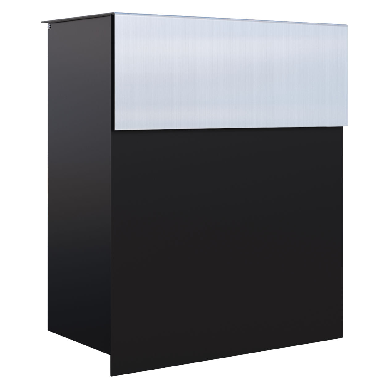ALTO by Bravios - Modern wall-mounted black mailbox with stainless steel flap