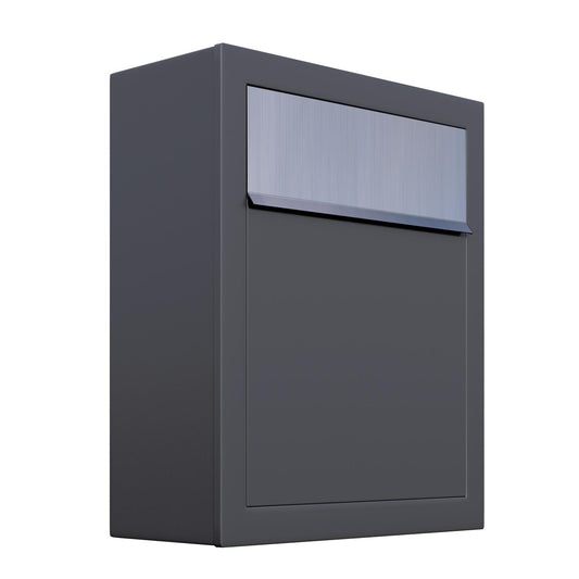 BASE by Bravios - Modern wall-mounted anthracite mailbox with stainless steel flap
