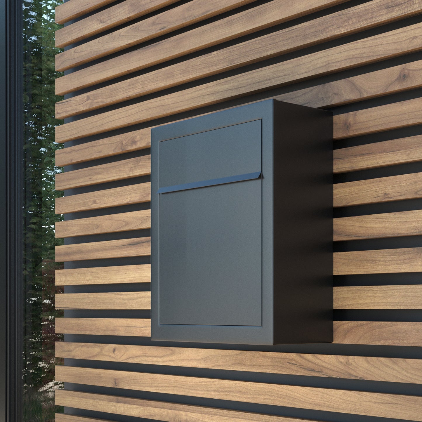 BASE by Bravios - Modern wall-mounted white mailbox with stainless steel flap