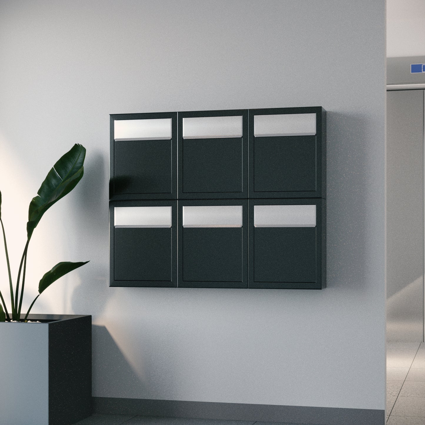 BASE by Bravios - Modern wall-mounted white mailbox with stainless steel flap