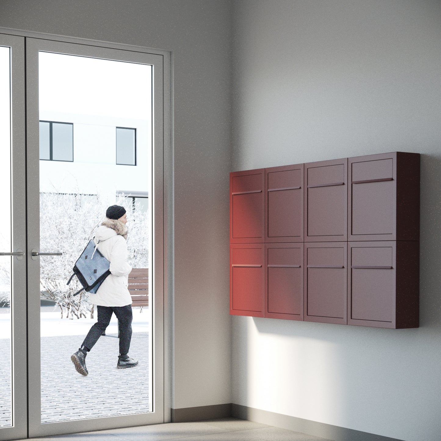 BASE by Bravios - Modern wall-mounted white mailbox