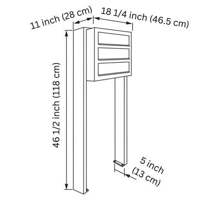 STAND CUBE 3 by Bravios - Modern post-mounted 3-unit black mailbox