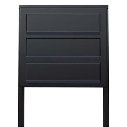 STAND CUBE 3 by Bravios - Modern post-mounted 3-unit black mailbox