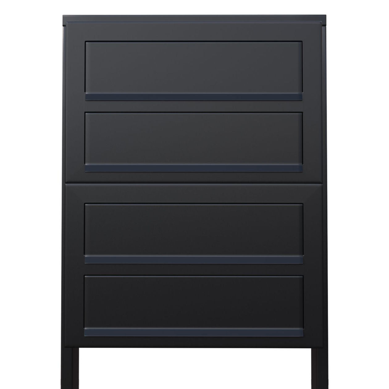 STAND CUBE 4 by Bravios - Modern post-mounted 4-unit black mailbox