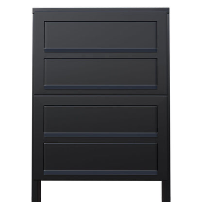 STAND CUBE 4 by Bravios - Modern post-mounted 4-unit black mailbox