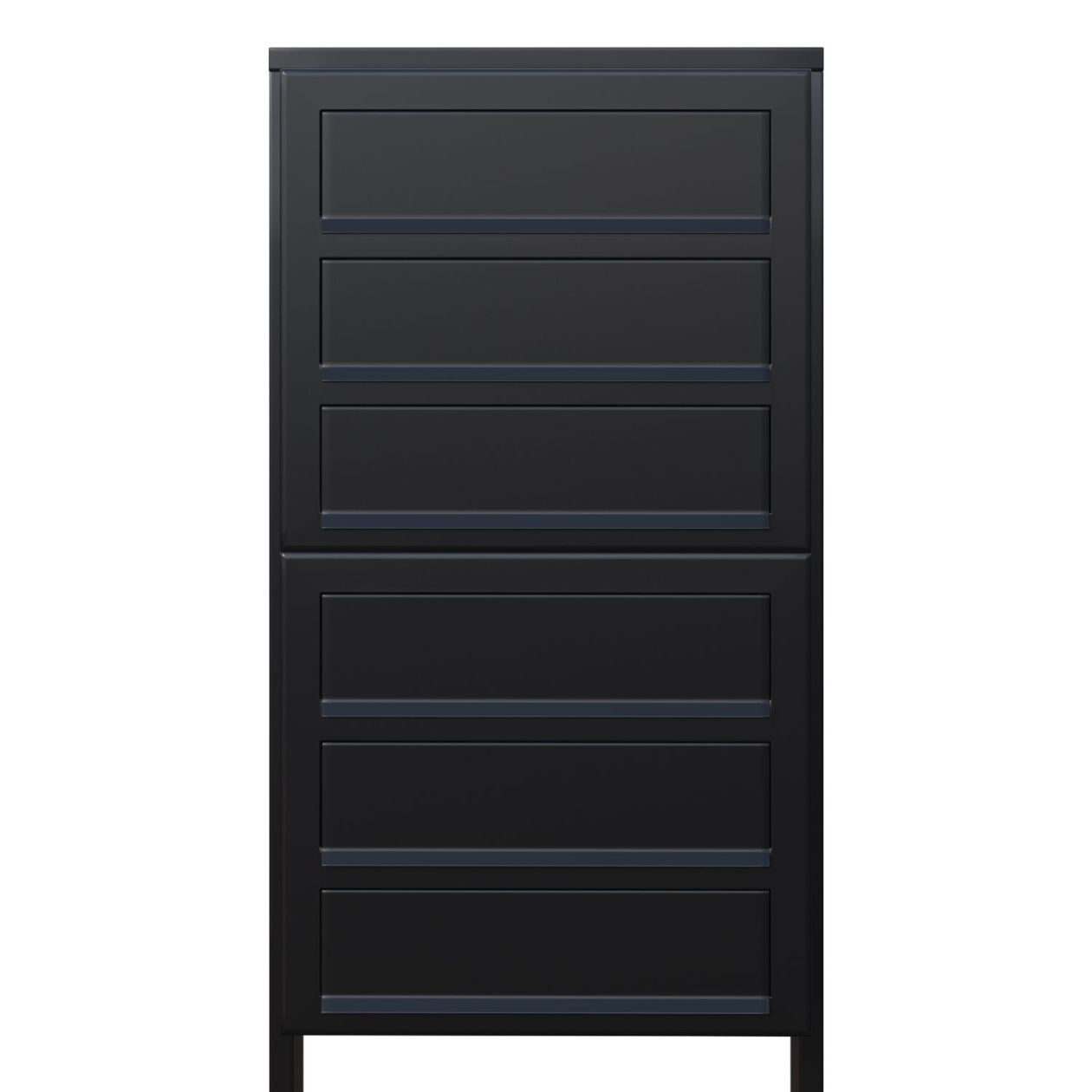 STAND CUBE 6 by Bravios - Modern post-mounted 6-unit black mailbox