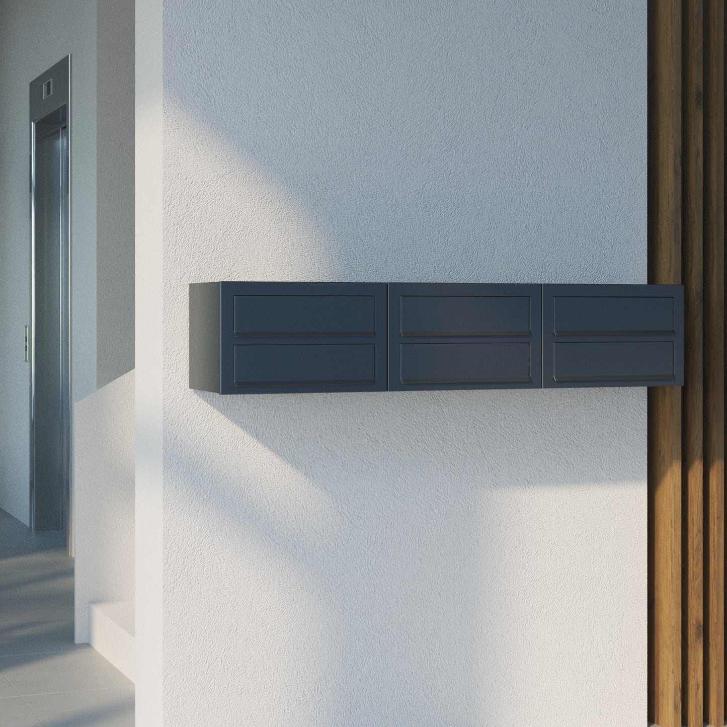 CUBE 2 by Bravios - Modern wall-mounted 2-unit black mailbox