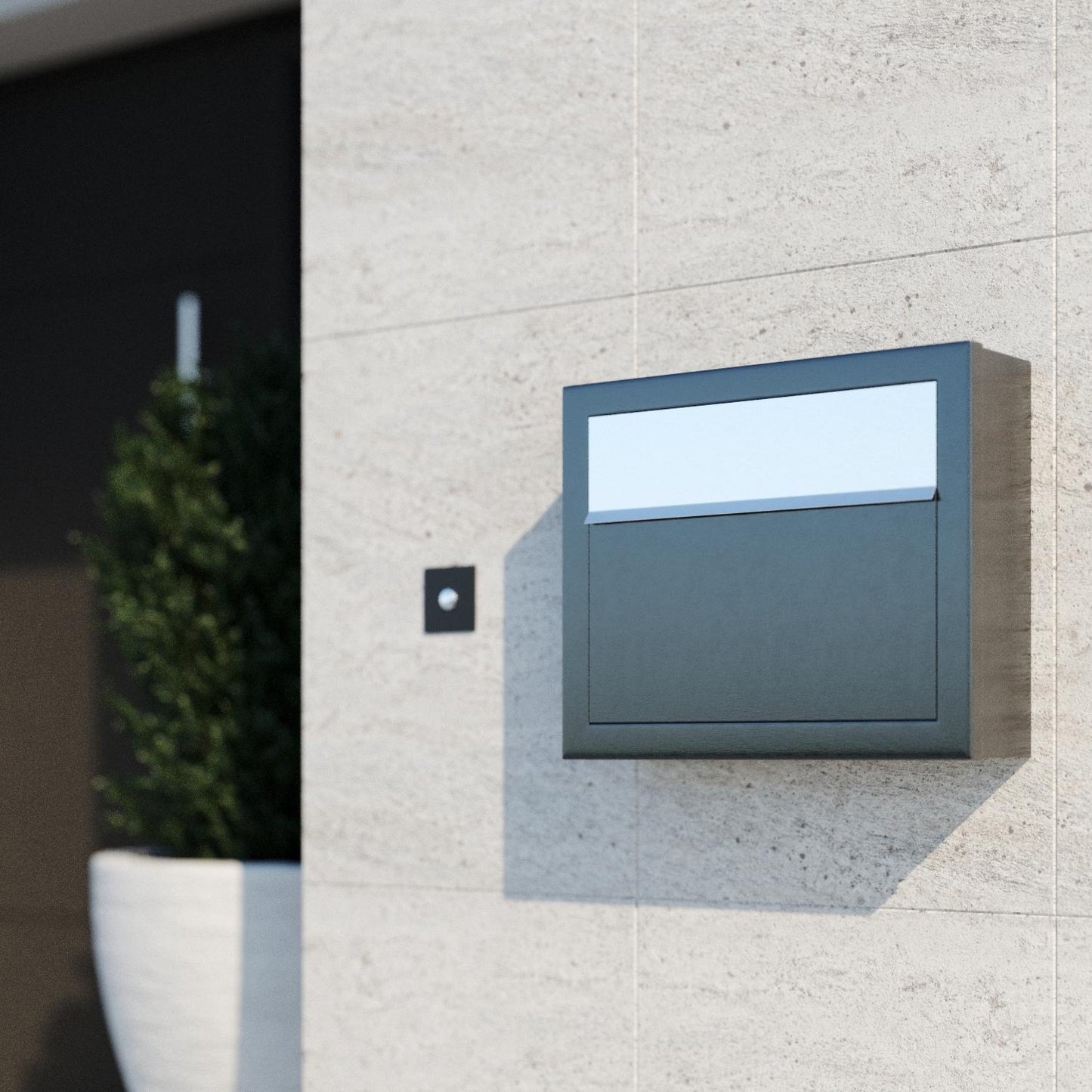 ELEGANCE by Bravios - Modern wall-mounted gray mailbox with stainless steel accents