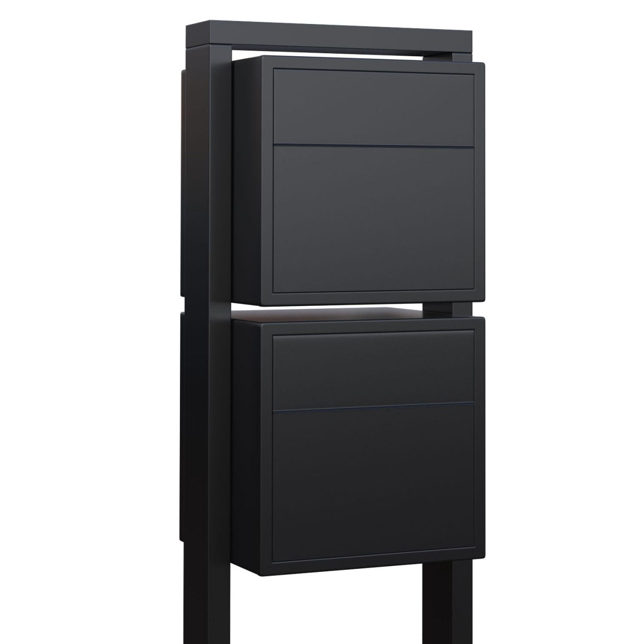 SOPRANO 2 by Bravios - Modern post-mounted 2-unit black mailbox