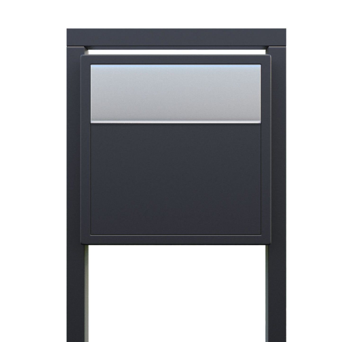 SOPRANO by Bravios - Modern post-mounted anthracite mailbox with stainless steel flap