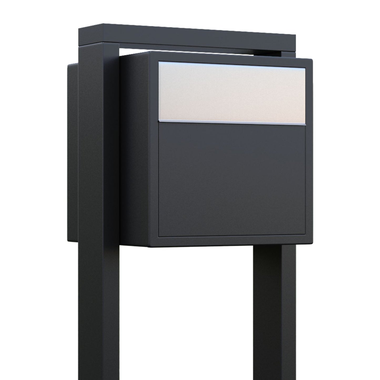 SOPRANO by Bravios - Modern post-mounted anthracite mailbox with stainless steel flap