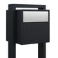 SOPRANO by Bravios - Modern post-mounted black mailbox with stainless steel flap