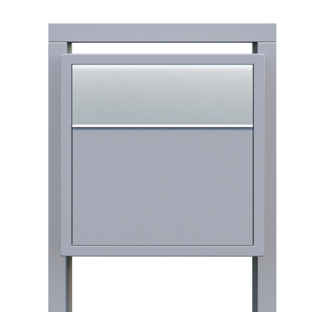 SOPRANO by Bravios - Modern post-mounted gray mailbox with stainless steel flap