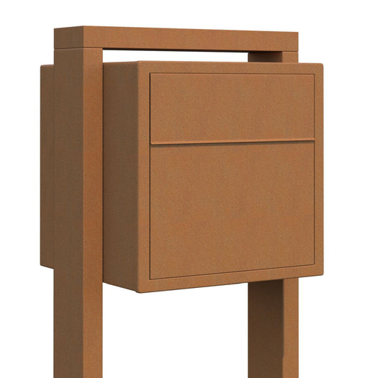 SOPRANO by Bravios - Modern post-mounted rust mailbox