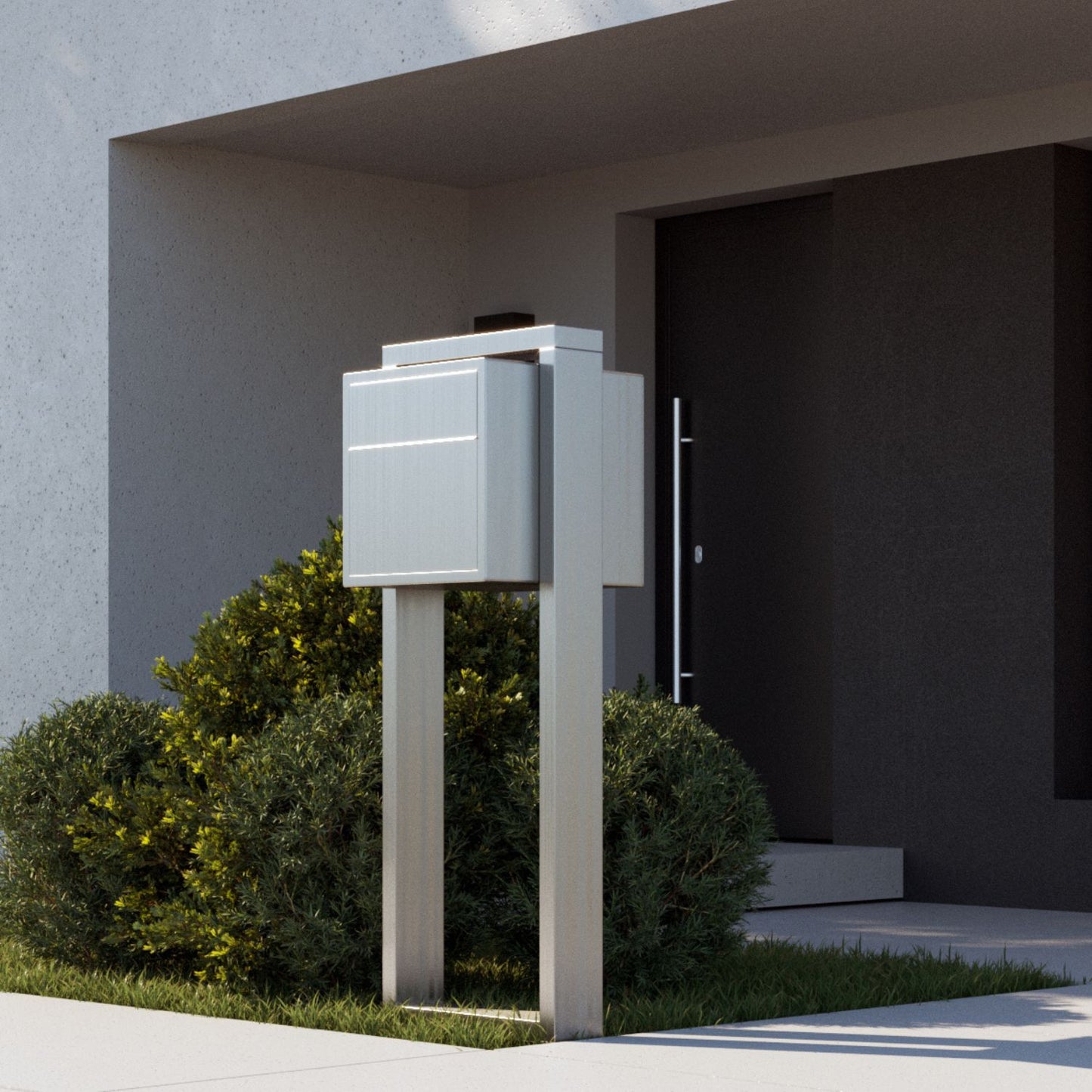 SOPRANO by Bravios - Modern post-mounted gray mailbox