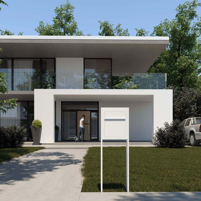 STAND BASE by Bravios - Modern post-mounted white mailbox