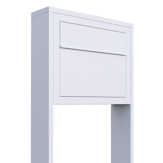 STAND ELEGANCE by Bravios - Modern post-mounted white mailbox