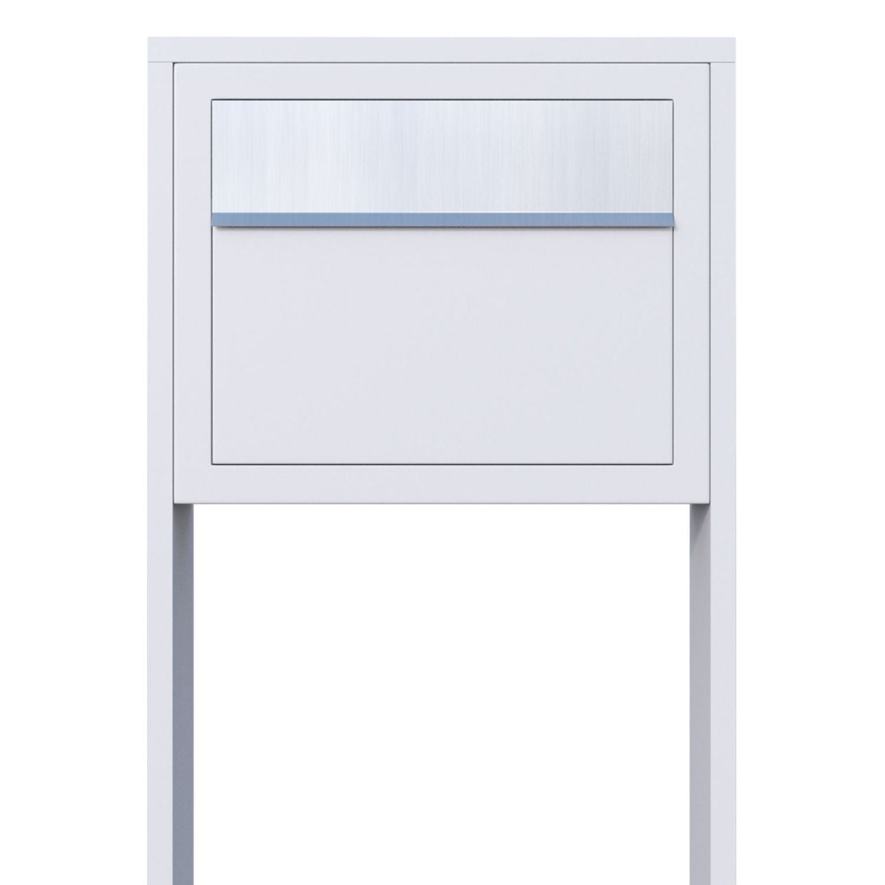 STAND ELEGANCE by Bravios - Modern post-mounted white mailbox with stainless steel flap