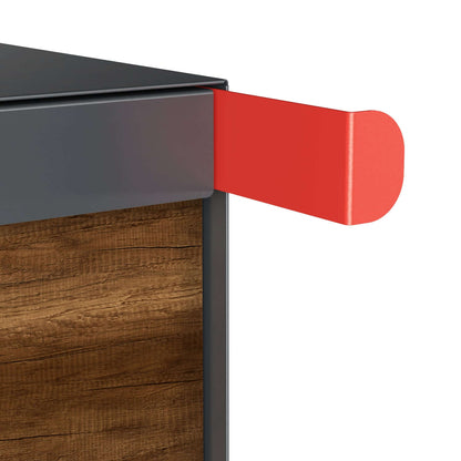 Town Square Mailbox by Bravios - Large Capacity Mailbox (Without Post) - Anthracite with Barrique Oak Panel