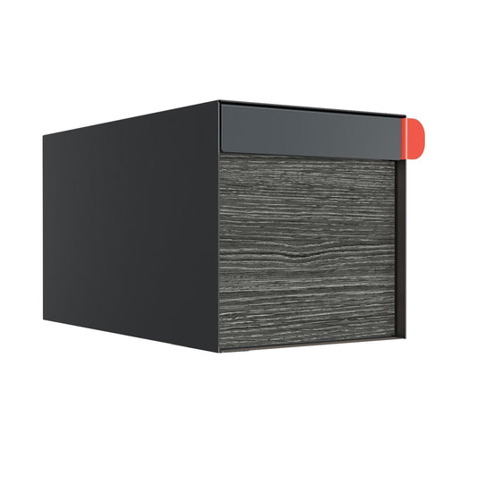 Town Square Mailbox by Bravios - Large Capacity Mailbox (Without Post) - Anthracite with Jazz Wood Panel