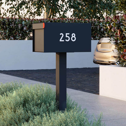 TOWN SQUARE Mailbox by Bravios - Large capacity mailbox with post - Anthracite