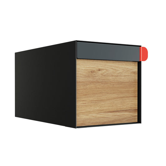 Town Square Mailbox by Bravios - Large Capacity Mailbox (Without Post) - Anthracite with Voyager Wood Panel