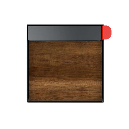 Town Square Mailbox by Bravios - Large Capacity Mailbox (Without Post) - Black with Barrique Oak Wood Panel